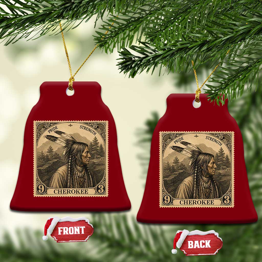 Cherokee Pride Strength Ceramic Ornament Native American Vintage Postage Stamp Graphic