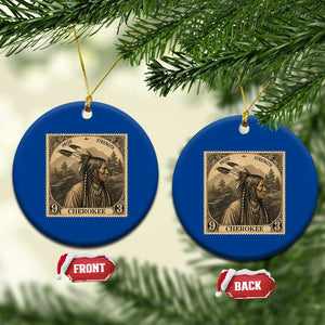Cherokee Pride Strength Ceramic Ornament Native American Vintage Postage Stamp Graphic