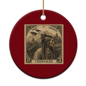 Cherokee Pride Strength Ceramic Ornament Native American Vintage Postage Stamp Graphic