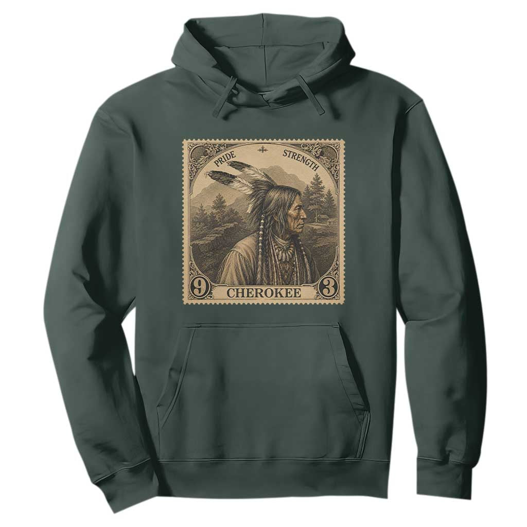 Cherokee Pride Strength Hoodie Native American Vintage Postage Stamp Graphic