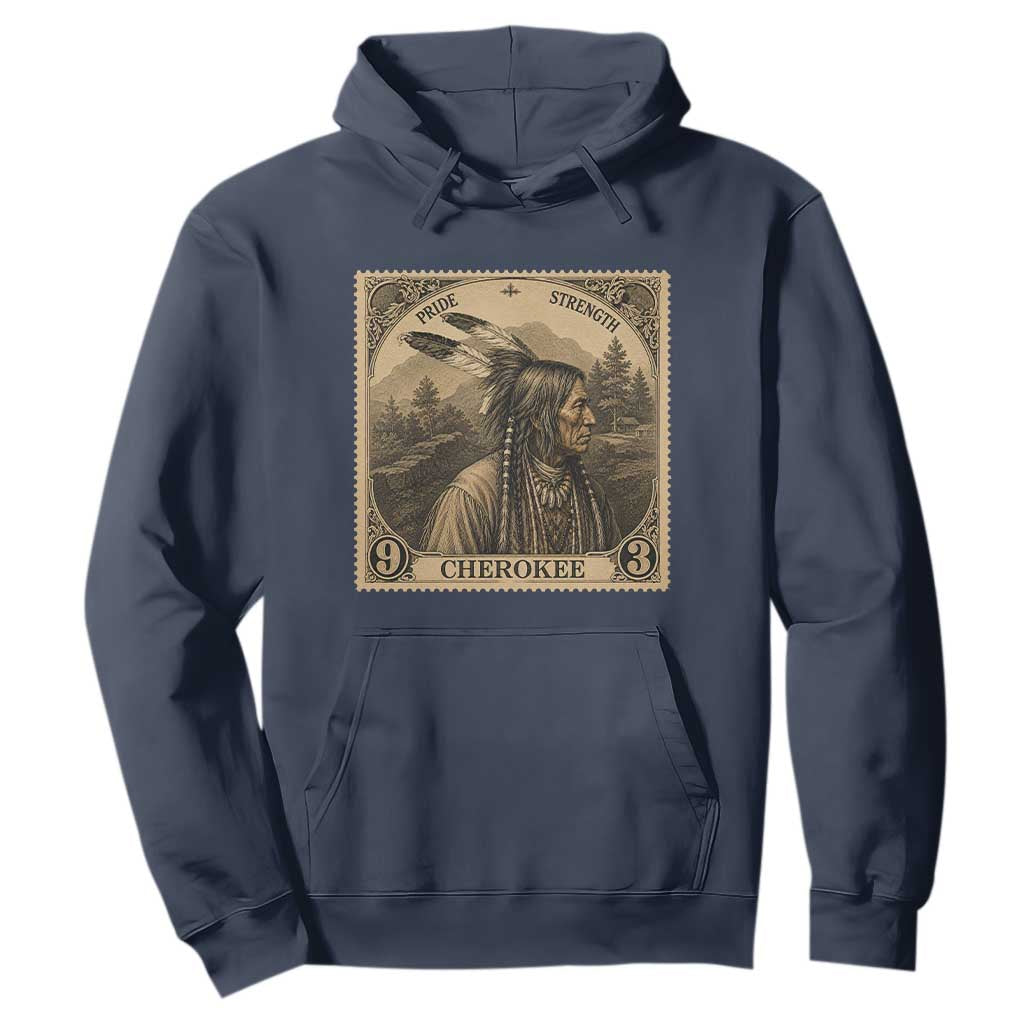 Cherokee Pride Strength Hoodie Native American Vintage Postage Stamp Graphic