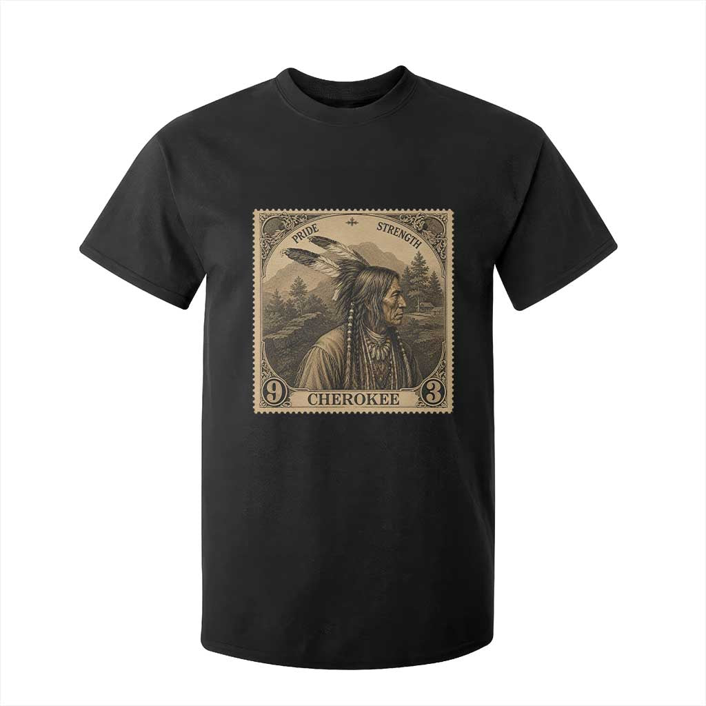 Cherokee Pride Strength T Shirt For Kid Native American Vintage Postage Stamp Graphic