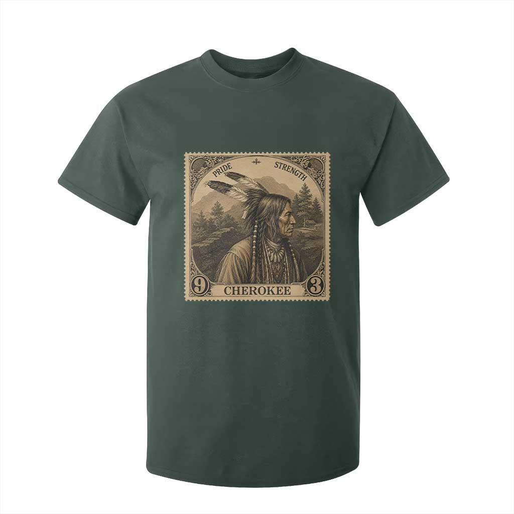 Cherokee Pride Strength T Shirt For Kid Native American Vintage Postage Stamp Graphic