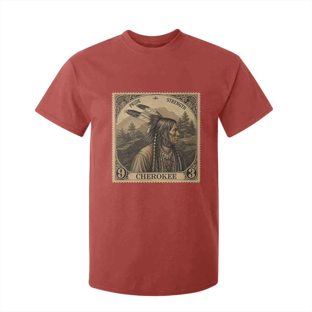 Cherokee Pride Strength T Shirt For Kid Native American Vintage Postage Stamp Graphic