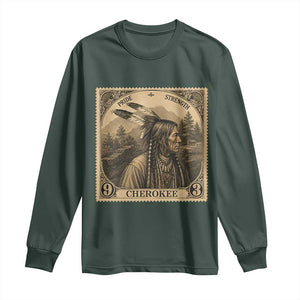 Cherokee Pride Strength Long Sleeve Shirt Native American Vintage Postage Stamp Graphic