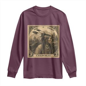Cherokee Pride Strength Long Sleeve Shirt Native American Vintage Postage Stamp Graphic