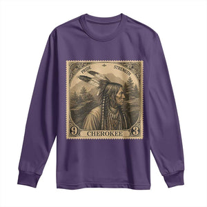 Cherokee Pride Strength Long Sleeve Shirt Native American Vintage Postage Stamp Graphic