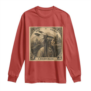Cherokee Pride Strength Long Sleeve Shirt Native American Vintage Postage Stamp Graphic