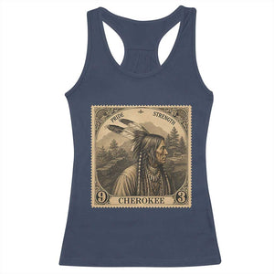 Cherokee Pride Strength Racerback Tank Top Native American Vintage Postage Stamp Graphic