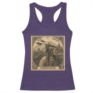Cherokee Pride Strength Racerback Tank Top Native American Vintage Postage Stamp Graphic