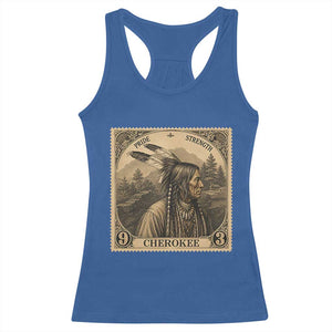 Cherokee Pride Strength Racerback Tank Top Native American Vintage Postage Stamp Graphic