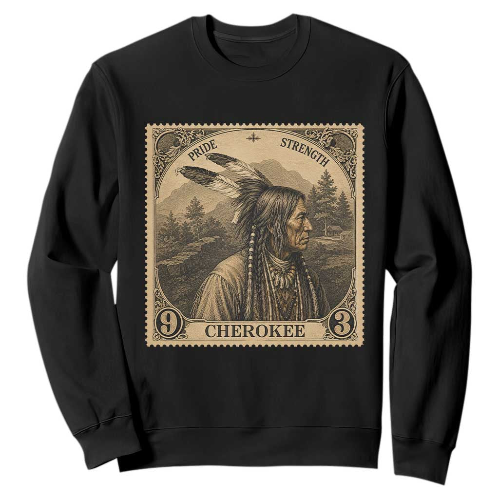 Cherokee Pride Strength Sweatshirt Native American Vintage Postage Stamp Graphic