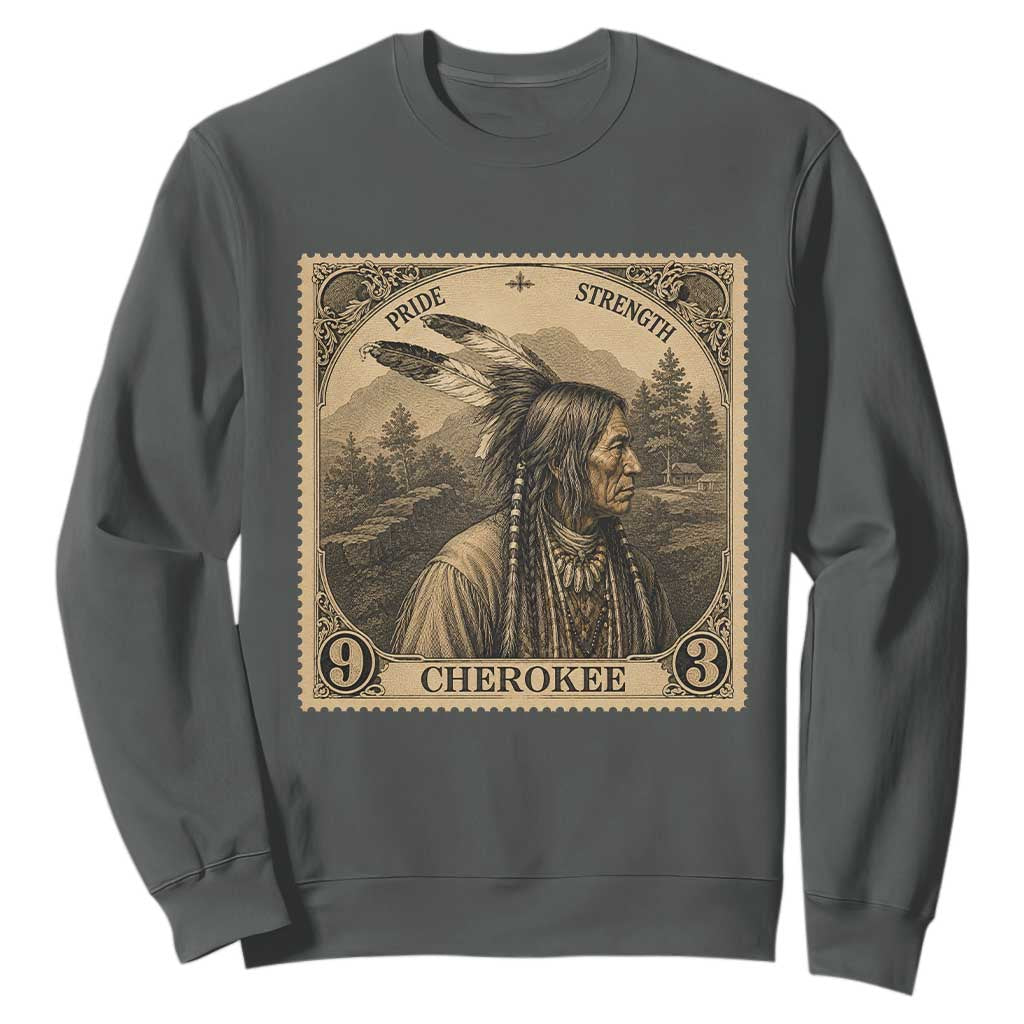 Cherokee Pride Strength Sweatshirt Native American Vintage Postage Stamp Graphic