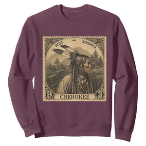 Cherokee Pride Strength Sweatshirt Native American Vintage Postage Stamp Graphic