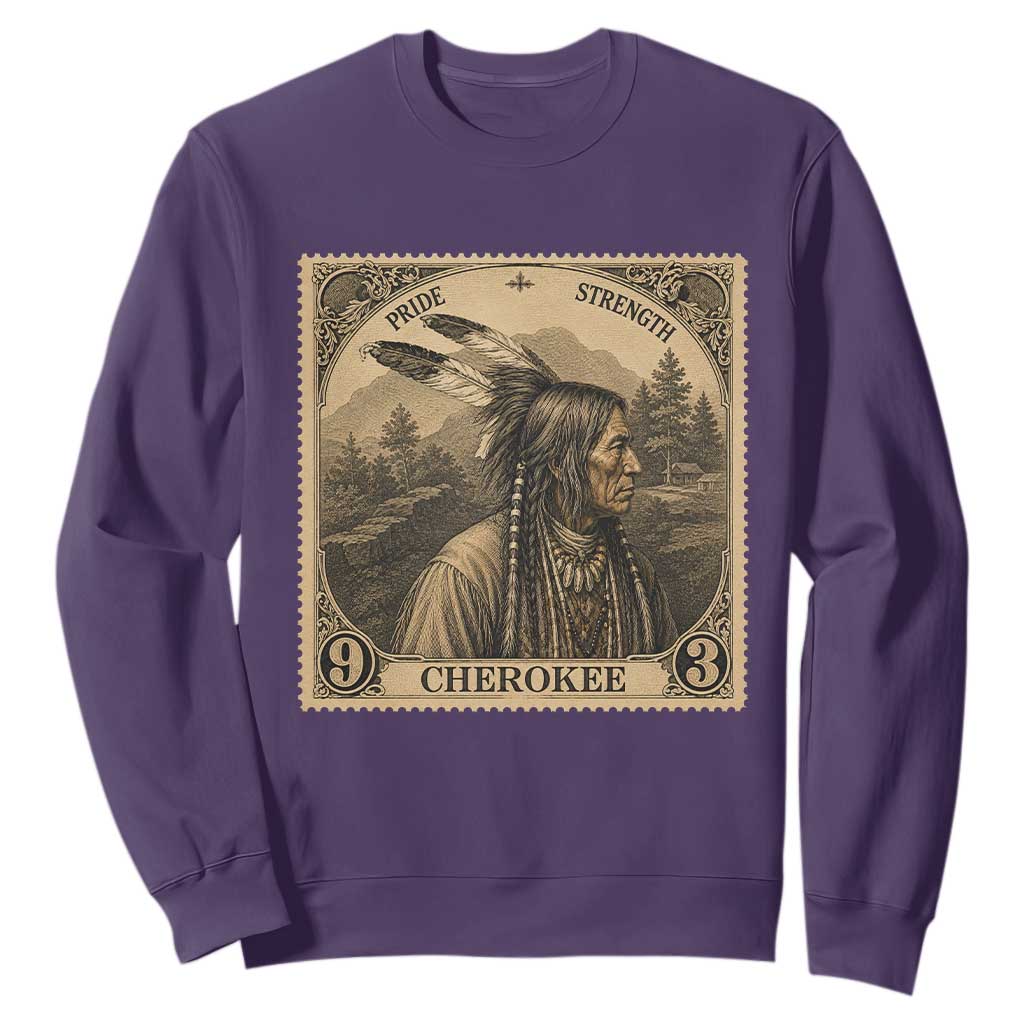 Cherokee Pride Strength Sweatshirt Native American Vintage Postage Stamp Graphic