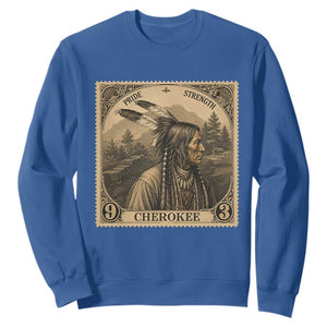 Cherokee Pride Strength Sweatshirt Native American Vintage Postage Stamp Graphic