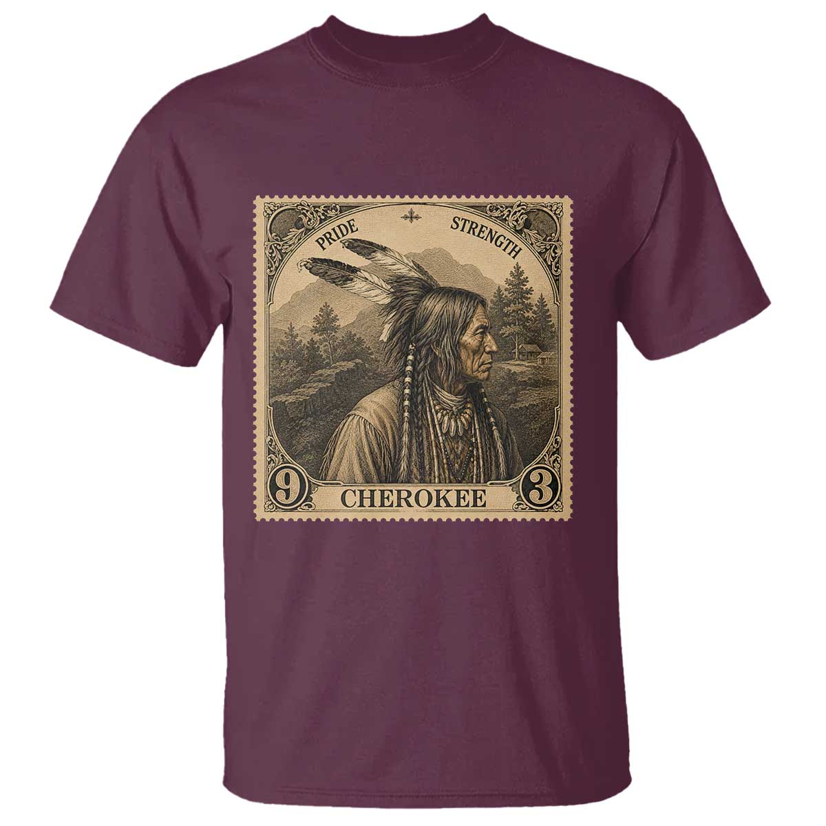 Cherokee Pride Strength T Shirt Native American Vintage Postage Stamp Graphic