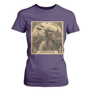 Cherokee Pride Strength T Shirt For Women Native American Vintage Postage Stamp Graphic