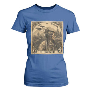 Cherokee Pride Strength T Shirt For Women Native American Vintage Postage Stamp Graphic