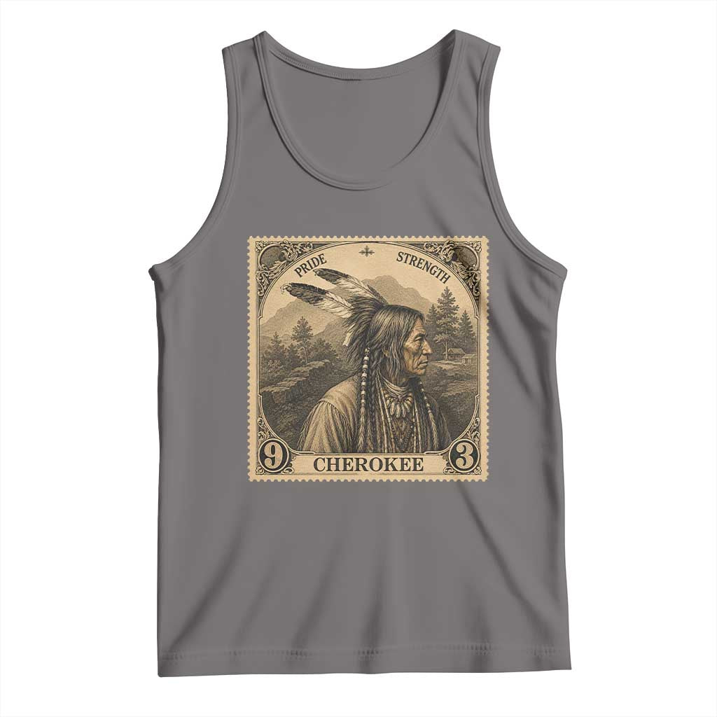 Cherokee Pride Strength Tank Top Native American Vintage Postage Stamp Graphic