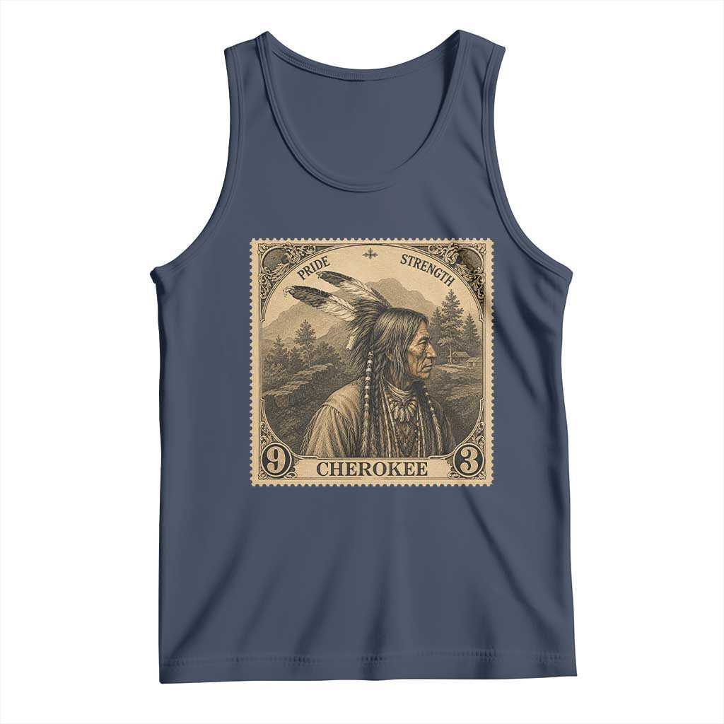 Cherokee Pride Strength Tank Top Native American Vintage Postage Stamp Graphic