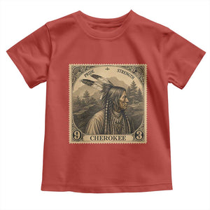 Cherokee Pride Strength Toddler T Shirt Native American Vintage Postage Stamp Graphic