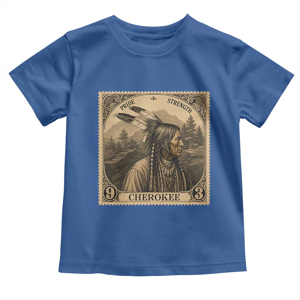 Cherokee Pride Strength Toddler T Shirt Native American Vintage Postage Stamp Graphic