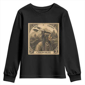 Cherokee Pride Strength Youth Sweatshirt Native American Vintage Postage Stamp Graphic