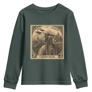 Cherokee Pride Strength Youth Sweatshirt Native American Vintage Postage Stamp Graphic