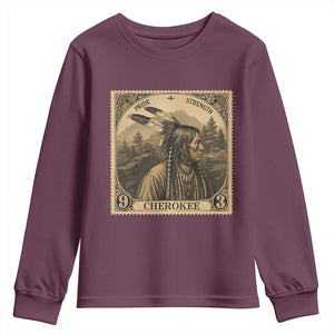 Cherokee Pride Strength Youth Sweatshirt Native American Vintage Postage Stamp Graphic