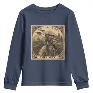 Cherokee Pride Strength Youth Sweatshirt Native American Vintage Postage Stamp Graphic