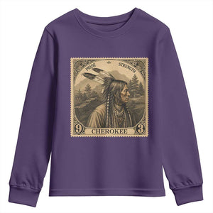 Cherokee Pride Strength Youth Sweatshirt Native American Vintage Postage Stamp Graphic