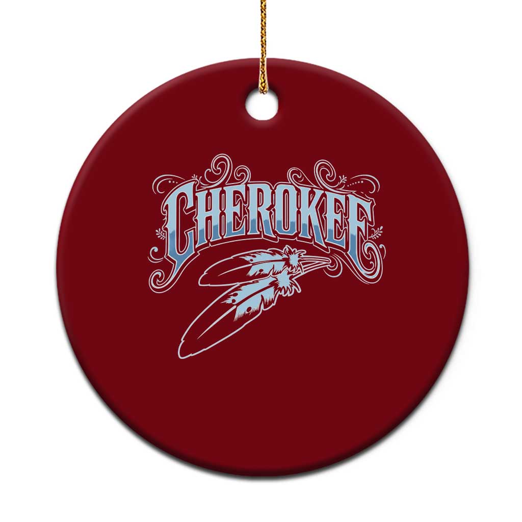 Cherokee Native American Heritage Ceramic Ornament Blue Feather Filigree Typography TS12 1pc Red Print Your Wear