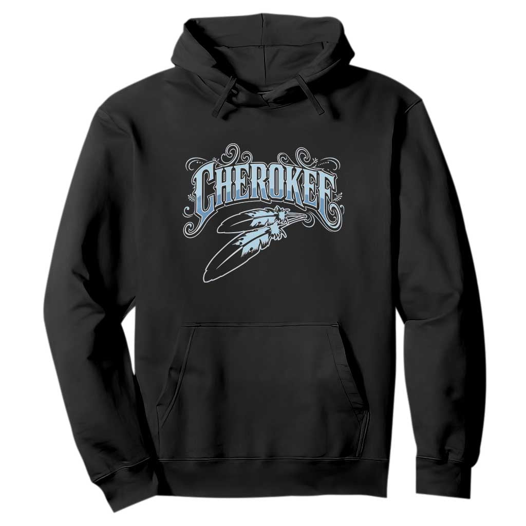 Cherokee Native American Heritage Hoodie Blue Feather Filigree Typography