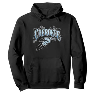 Cherokee Native American Heritage Hoodie Blue Feather Filigree Typography