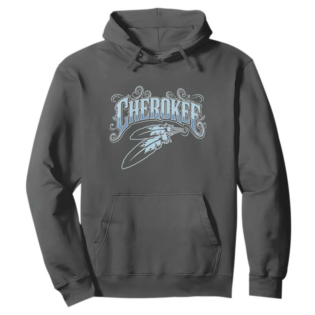Cherokee Native American Heritage Hoodie Blue Feather Filigree Typography