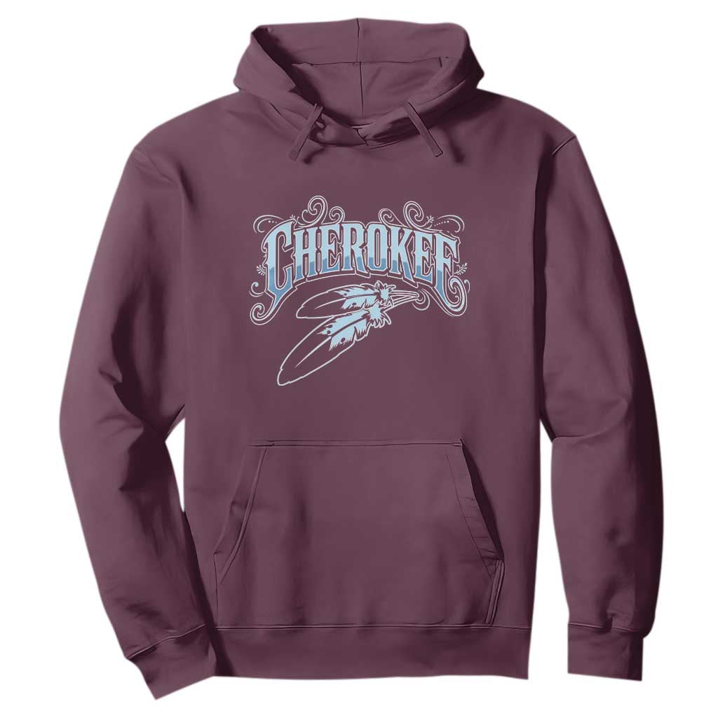 Cherokee Native American Heritage Hoodie Blue Feather Filigree Typography