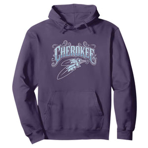 Cherokee Native American Heritage Hoodie Blue Feather Filigree Typography