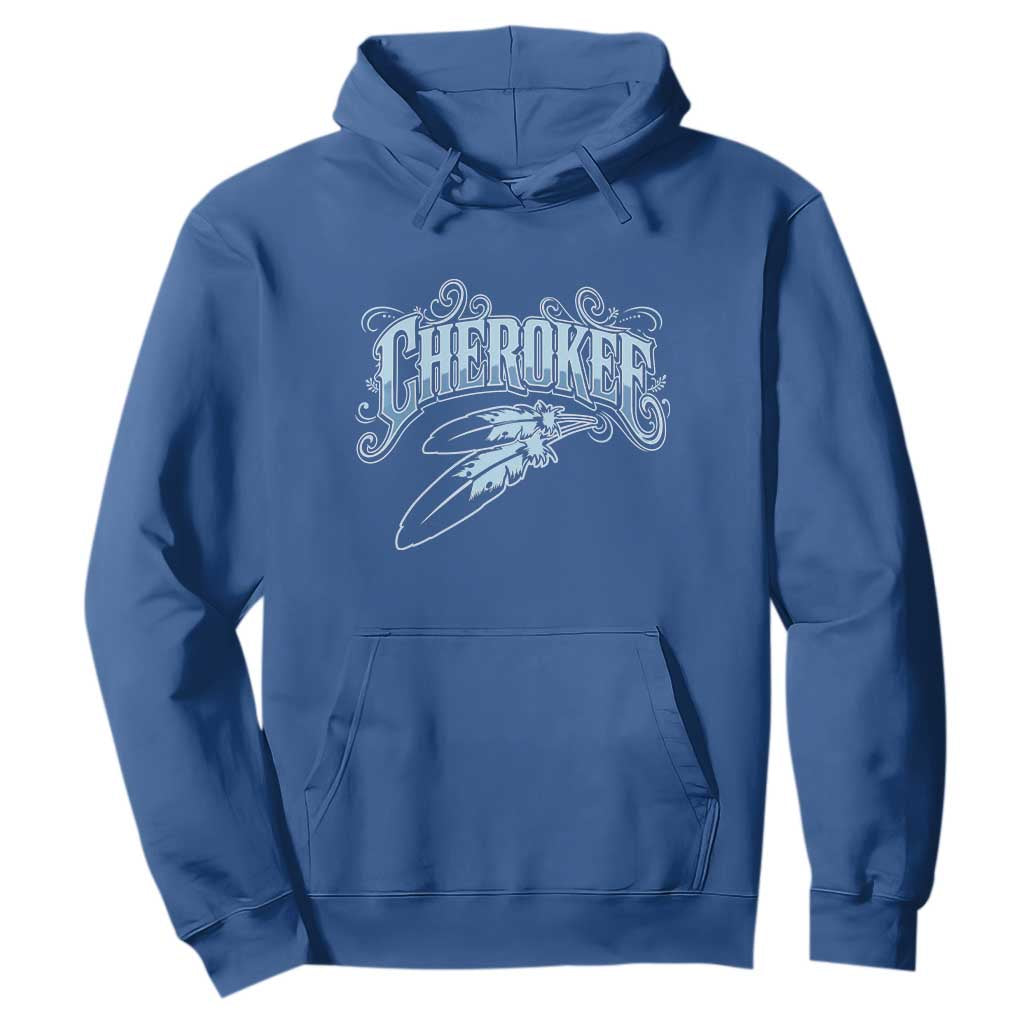 Cherokee Native American Heritage Hoodie Blue Feather Filigree Typography