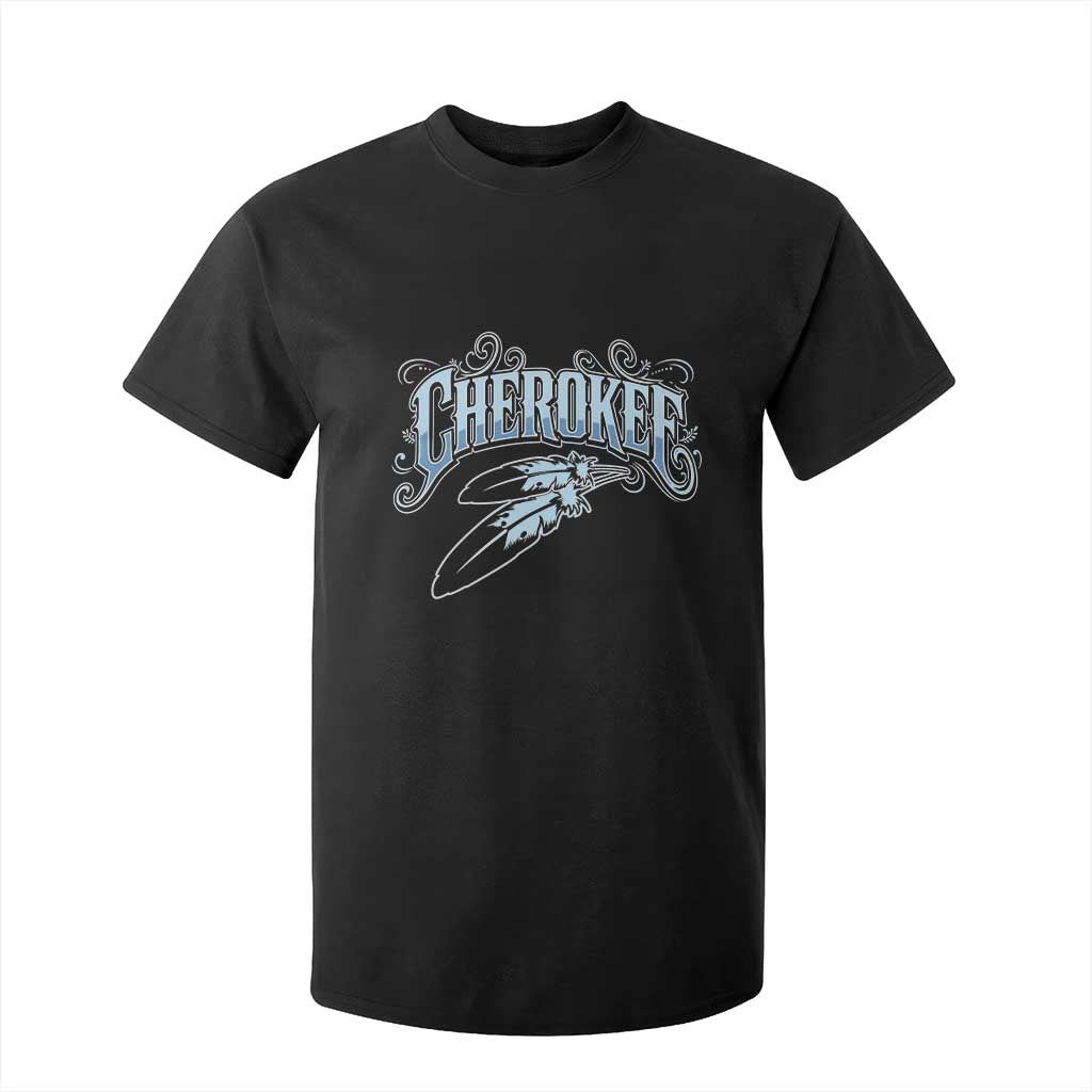 Cherokee Native American Heritage T Shirt For Kid Blue Feather Filigree Typography TS12 Black Print Your Wear