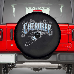 Cherokee Native American Heritage Spare Tire Cover Blue Feather Filigree Typography