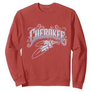 Cherokee Native American Heritage Sweatshirt Blue Feather Filigree Typography