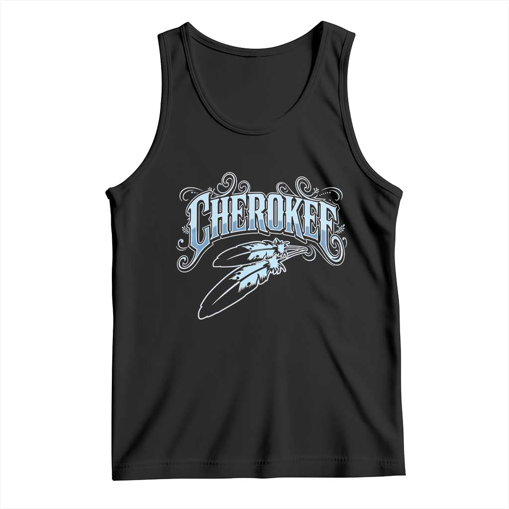 Cherokee Native American Heritage Tank Top Blue Feather Filigree Typography TS12 Black Print Your Wear