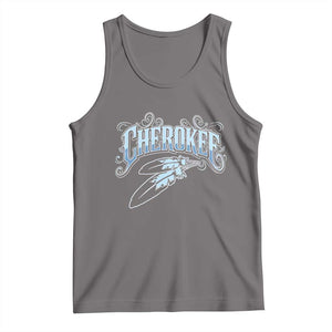 Cherokee Native American Heritage Tank Top Blue Feather Filigree Typography