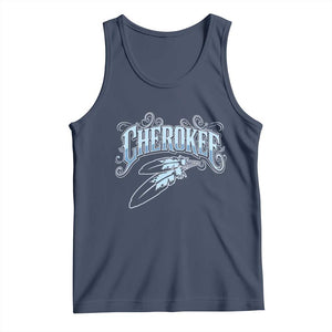Cherokee Native American Heritage Tank Top Blue Feather Filigree Typography