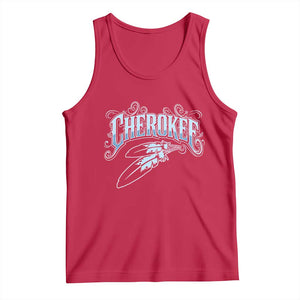 Cherokee Native American Heritage Tank Top Blue Feather Filigree Typography