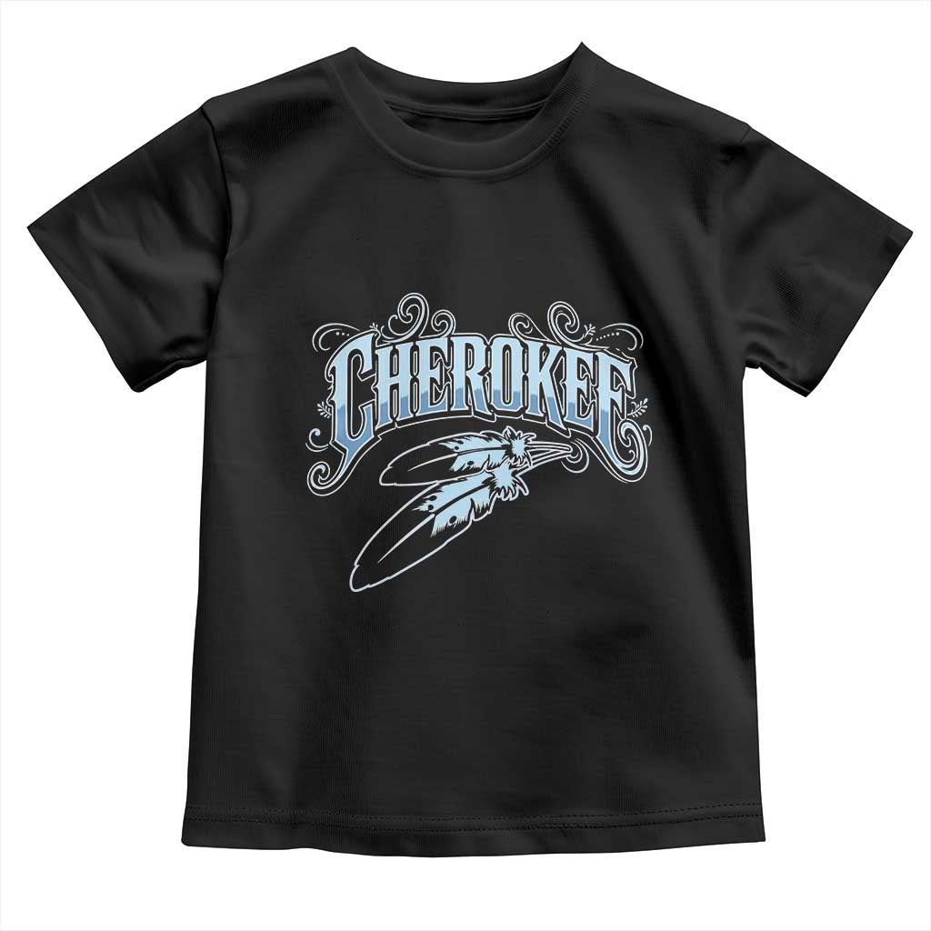 Cherokee Native American Heritage Toddler T Shirt Blue Feather Filigree Typography