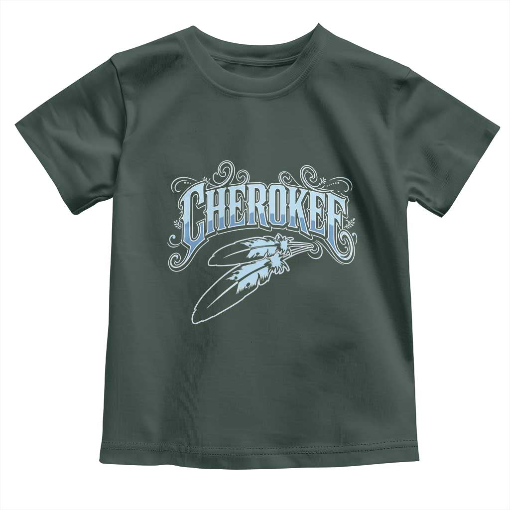 Cherokee Native American Heritage Toddler T Shirt Blue Feather Filigree Typography