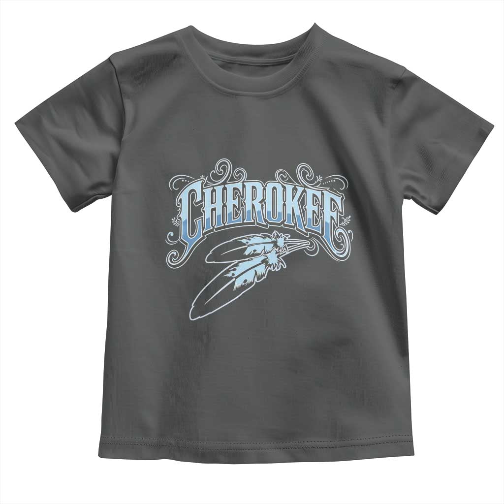 Cherokee Native American Heritage Toddler T Shirt Blue Feather Filigree Typography
