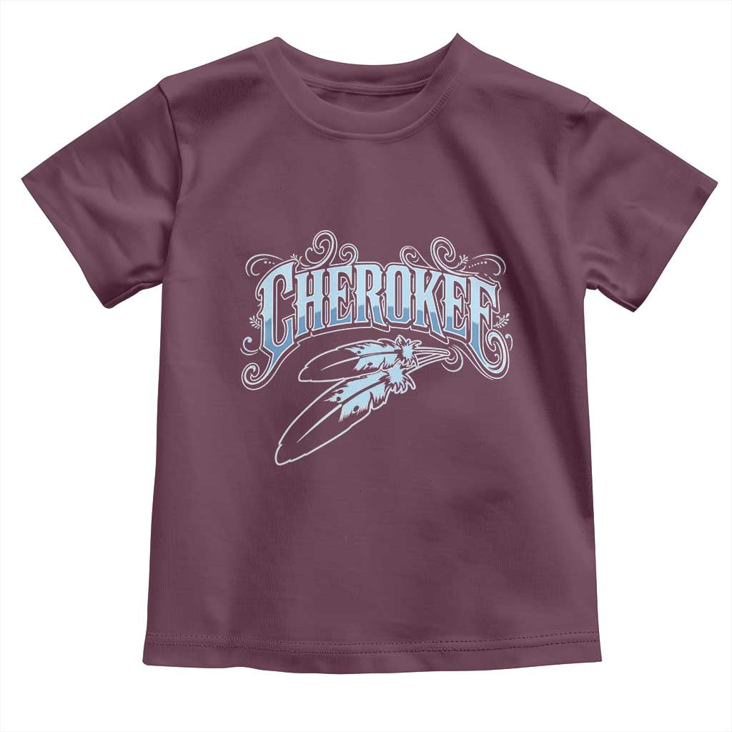 Cherokee Native American Heritage Toddler T Shirt Blue Feather Filigree Typography